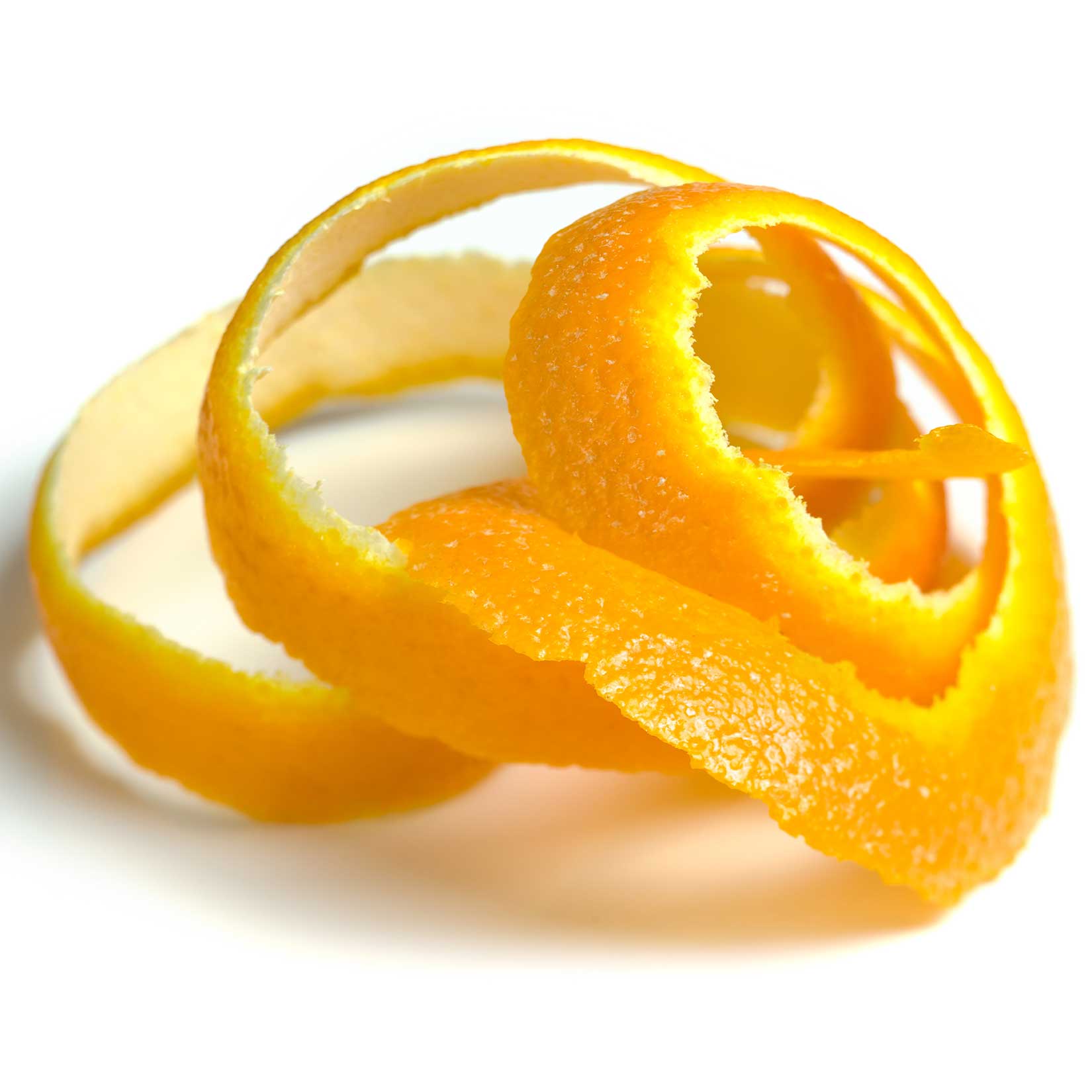 Orange peels on a white background